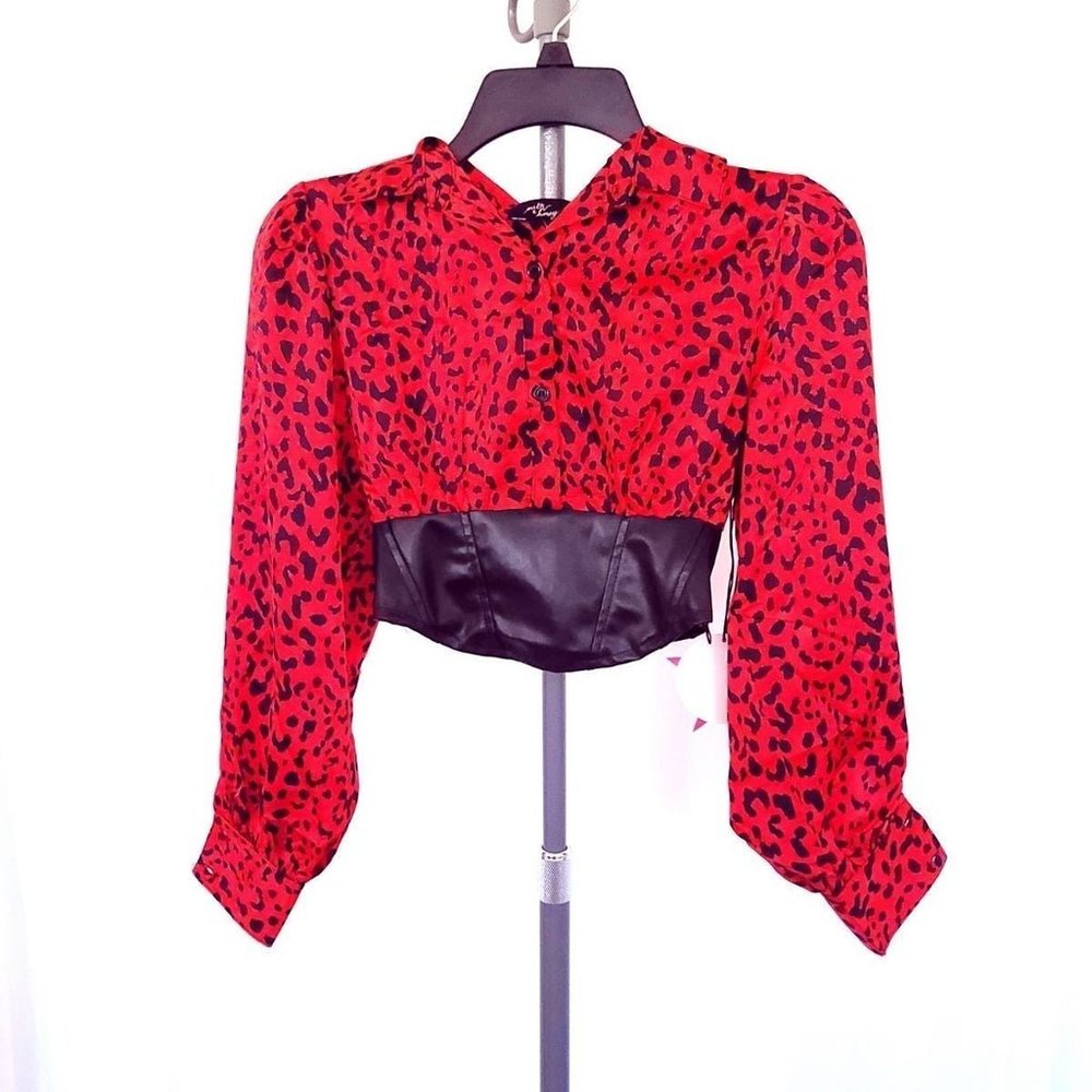 Milk & honey Red cheetah print top